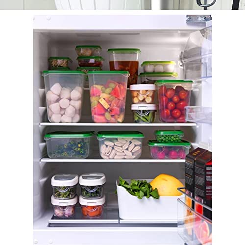 Pruta Food Container (Transparent, Green) - Set of 17