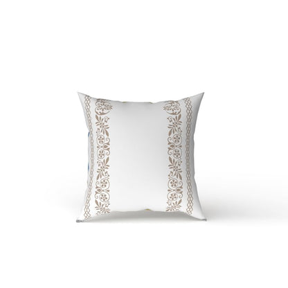 Terra Velvet Cushion Cover, a luxurious and soft decorative pillow in an elegant White & Beige, 40x40 cm, perfect for adding a touch of understated sophistication to your living space