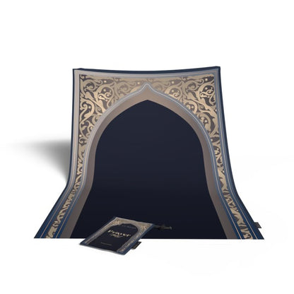 Al-Hedaya Waterproof Prayer Mat, a Durable Rug in Blue & Beige from Wipeable Material, 68x117 cm, for Comfortable Prayer, an Easy-to-Clean Salah Mat for Outdoor, Indoor, and Travel