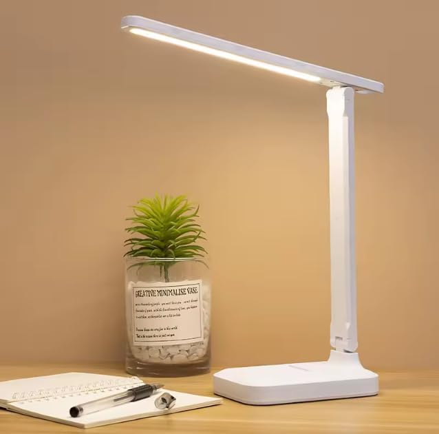 UEMPIRE Desk Lamp, LED, White, Plastic, Rechargeable, Touch Control, Anti-Blue Light, Eye-Caring, Study & Reading, Office & Home