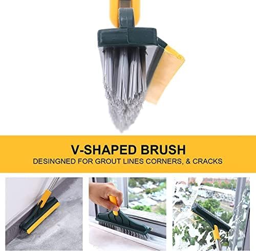 VYOOx 2 in 1 Bathroom Cleaning Brush Wiper Tiles Cleaning Bathroom Brush Floor Scrub Brush with Long Handle 120° Rotate Home Kitchen Bathroom Cleaning Brush Pack-1