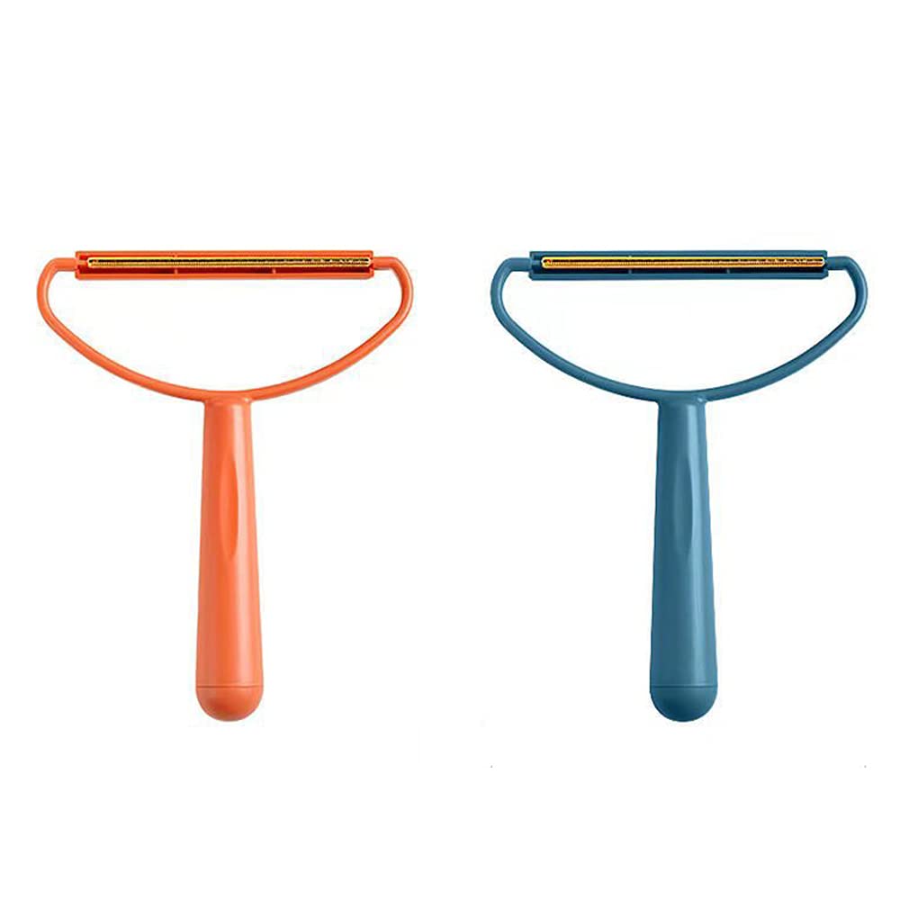 2 Pack Portable Lint Remover, Uproot Lint Cleaner, Clothes Fuzz Shaver Lint Roller for Cat and Dog Hair Removal,Removing Fabrics Clothing Furniture Balls Pilling?Orange + blue?
