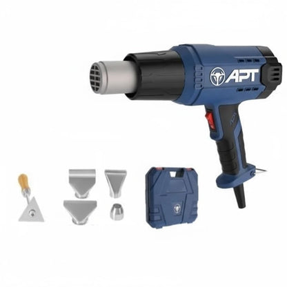 heat gun 2100 watt kit DW09253-V4 with plastic case 500L/min Non-Slip Soft Rubber Handle,Heat Gun with 4 Nozzles for Embossing,Welding Plastics,Drying Moist Wood,Vinyl Wrapping 2 speeds