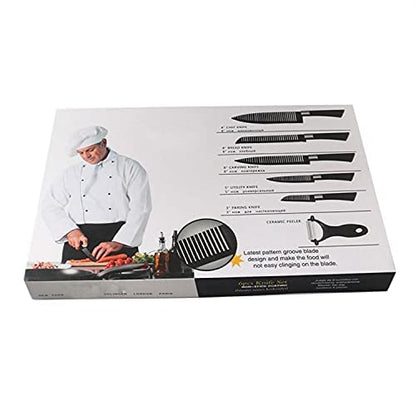 Kitchen Stainless Steel Tool Set 6 Piece Set Kitchen Knife Set Black Non-Stick Knife Gift Set