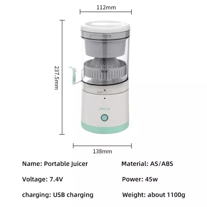 Portable Electric Fruit Juicer Machine Orange Juicer Lemon Squeezer Electric Citrus Juicer Cordless Multifunctional Easy To Use and Clean USB Port easily use with powerbank in Travel Office Camping