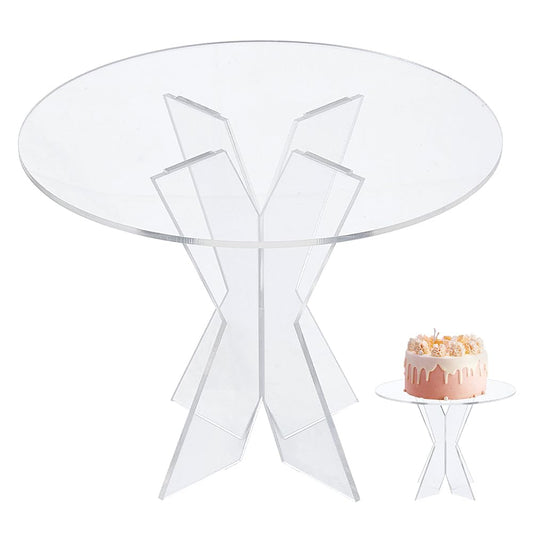 Acrylic Cake Display Stand Set, Clear Round Food Riser, 20cm x 8cm Cupcake Holder for Dessert Table, Transparent Pastry Stand for Parties Wedding Buffet Candy Display