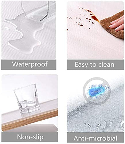 Zindoo Drawer Liners 44.5cmx500cm Shelf Liner Washable Cupboard Cabinet Liner Non-Adhesive Refridge Locker Anti-Slip Mats Sink Protector for Home Clear