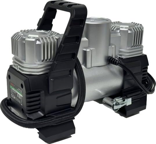 tyre inflator air compressor KAP12-150 2 pistons 45l/m 150 watt cars, bicycle, balls with led flash light