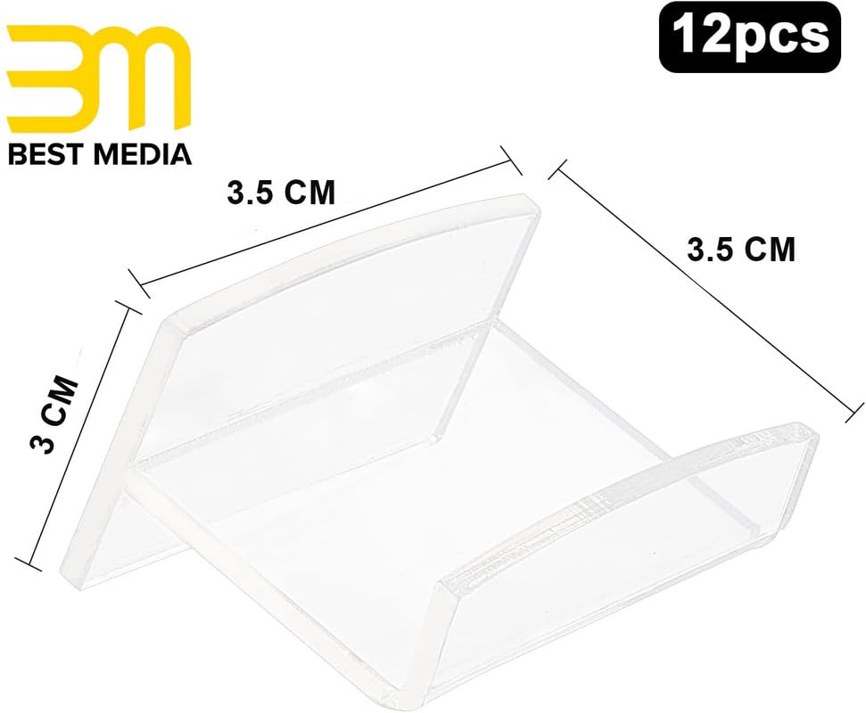 Clear Acrylic Adhesive Hat Hooks, 12-Pack Minimalist Baseball Cap Racks and Wall Organizers for Office, Bedroom, and Bathroom