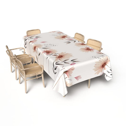 Emma Waterproof Tablecloth in Beige & White, a 140x300 cm Rectangular Table Cover from Durable Polyester Fabric, a Spillproof and Easy-to-Clean Protector for Everyday Family Meals