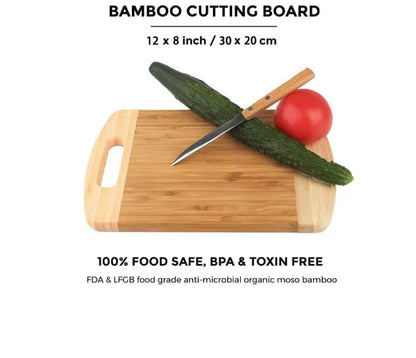 OXMEZA Wooden Cutting Boards for Kichen Cutting Board Double Sided Bamboo Cutting Board for Chopping Vegetables, Fruits, Cheese, Knife Friendly Serving Tray (Wood Handle - 30X 20X 1.8 CM)