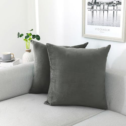 Soft Thick Velvet Throw Pillow Covers Decorative Square Cushion Cover For Couch Sofa Bedroom Living Room - set of 2 Pieces