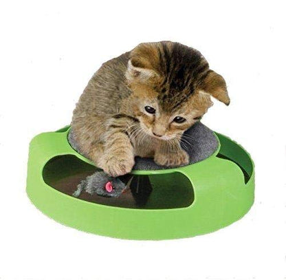 Pet Cat Kitten Toy Rotating Mouse Chase Game Catch the Mouse Natural Motion Chase and Scratch Board