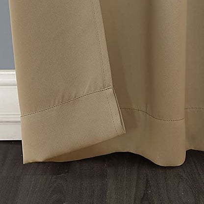 Blackout Curtains with Tiebacks - Thermal Insulated, Light Blocking and Noise Reducing Grommet Curtain Drapes for Bedroom and Living Room, Set of 2 Panels,