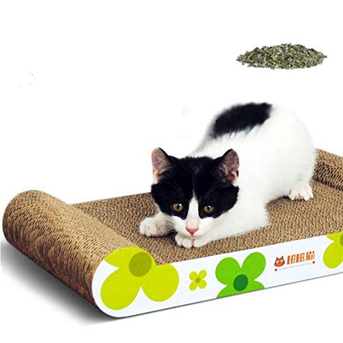 cat kitten corrugated scratch Board Pad Bed Mat lemon green