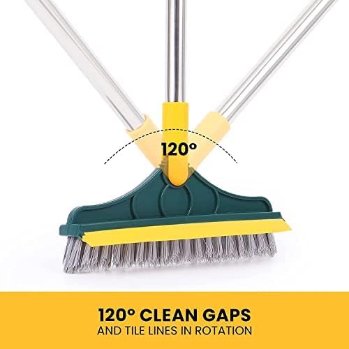 VYOOx 2 in 1 Bathroom Cleaning Brush Wiper Tiles Cleaning Bathroom Brush Floor Scrub Brush with Long Handle 120° Rotate Home Kitchen Bathroom Cleaning Brush Pack-1