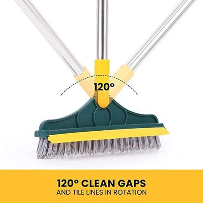 VYOOx 2 in 1 Bathroom Cleaning Brush Wiper Tiles Cleaning Bathroom Brush Floor Scrub Brush with Long Handle 120° Rotate Home Kitchen Bathroom Cleaning Brush Pack-1