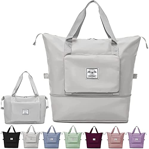 Large Capacity Folding Travel Bag,Portable Foldable Travel Lightweight Waterproof Oxford Fabric Duffel Bag Carry Luggage Bag for Gym, Vacation, Grey