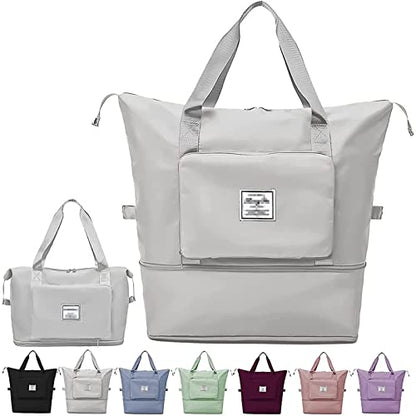 Large Capacity Folding Travel Bag,Portable Foldable Travel Lightweight Waterproof Oxford Fabric Duffel Bag Carry Luggage Bag for Gym, Vacation, Grey