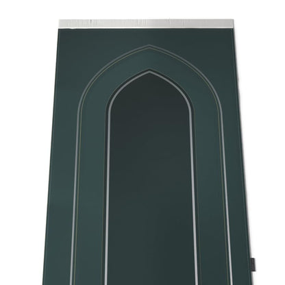 Velvet Prayer Mat in a rich Dark Green, 68x117 cm, a luxurious and soft rug with an elegant design, providing a comfortable and reverent space for prayer at home, mosque, or travel