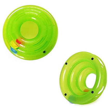 Tower of Tracks Ball Spin Cat Play Tower Three Levels for Group Play, Toy with 3 Balls, Green