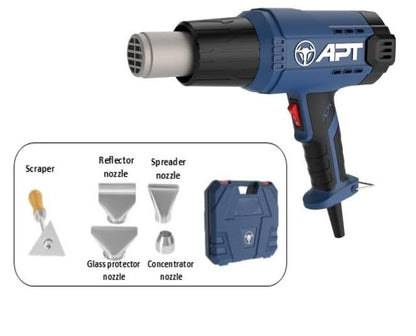 heat gun 2100 watt kit DW09253-V4 with plastic case 500L/min Non-Slip Soft Rubber Handle,Heat Gun with 4 Nozzles for Embossing,Welding Plastics,Drying Moist Wood,Vinyl Wrapping 2 speeds
