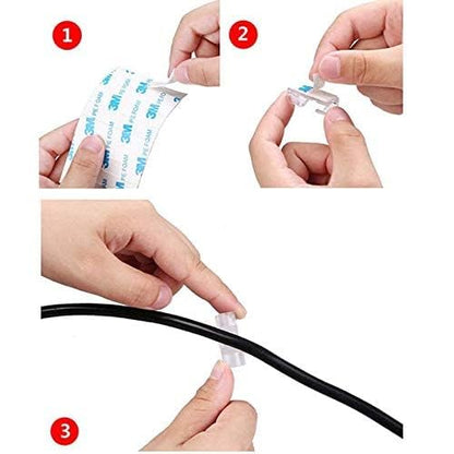 Self-Adhesive Cable Clips Desk Cable Organizer Cord Management Wire Holder for Car Home Office 20pcs