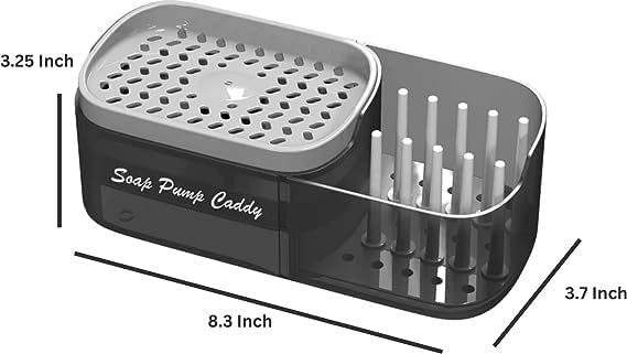 Dish soap Pump Dispenser Sink and Kitchen Caddy Organizer Set with Sponge Included. 3 in 1 Convertible Multi Storage and Holder for sponges, Scrubs, Brushes and More.