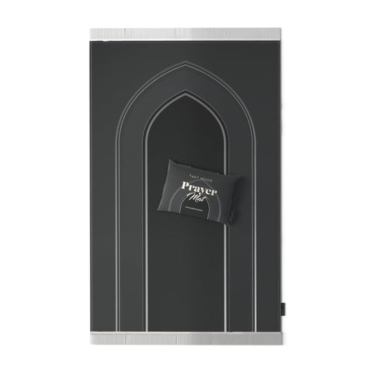 Al-Taqwa Velvet Prayer Mat, a Luxurious Islamic Rug in Grey made from Soft Velvet Material, 68x117 cm, for Comfortable Prayer and Meditation, Ideal for Home, Mosque, or Travel Use