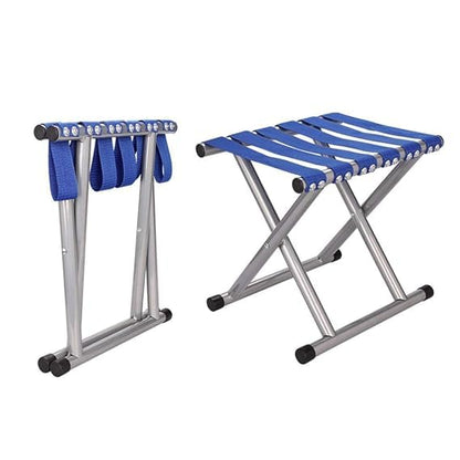 Portable Folding Camping Stool, Lightweight Outdoor Chair, Striped Nylon Webbing Seat (Multicolor)