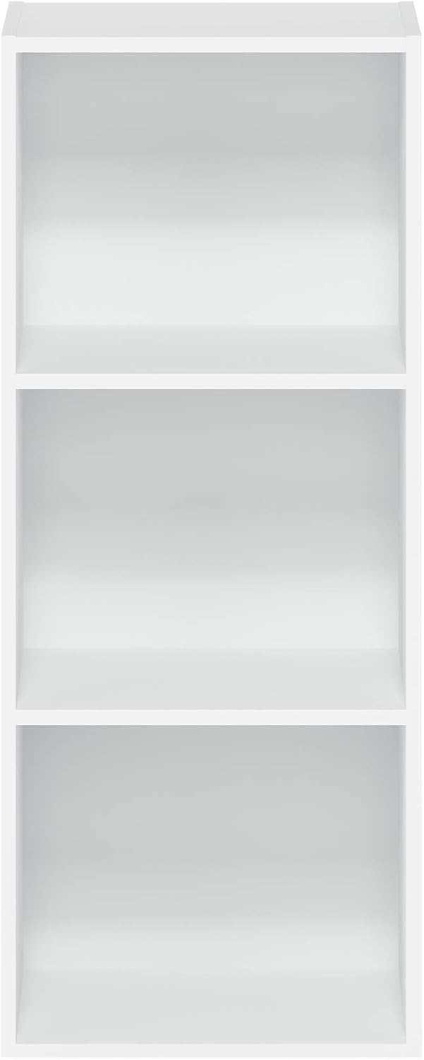 3-Tier Bookcase with Open Shelves, Simple and Clean Design in Manufactured Wood with a White Finish, Versatile Freestanding Shelving Unit for Storage and Display