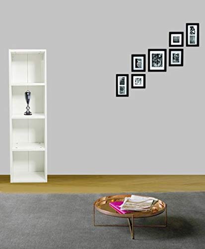 4-Tier Book Shelf, Tall Narrow Bookshelf with 4 Open Shelves, Modern Design in White, H 1060 mm x W 30 mm x D 240 mm, Space-Saving Storage Organizer, Sleek and Tall