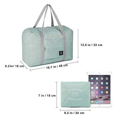 (2 Pack) Foldable Travel Duffel Bag, Waterproof Carry On Luggage Bag, Lightweight Travel Luggage Bag for Sports, Gym, Vacation, Light Blue,dark Blue, medium,