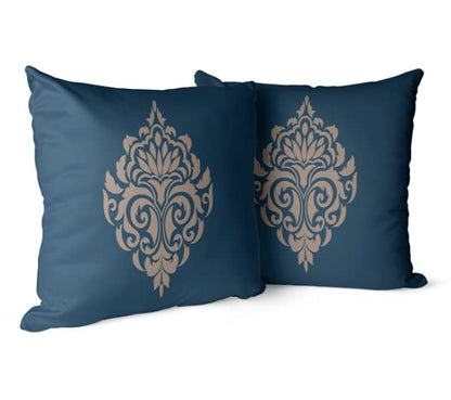 Canvas Damask Blue Cushion Cover, a durable and stylish decorative pillow case for your sofa or chair, featuring a timeless pattern, 40x40 cm, Blue, ideal for classic and elegant home decor