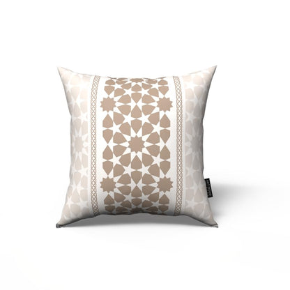 Oasis Velvet Cushion Cover in White & Beige, a calming 40x40 cm decorative throw pillow with a serene pattern, perfect for creating a peaceful and elegant retreat during Ramadan