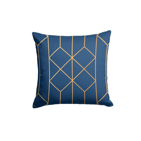 Velvet Tableau Cushion Cover in Blue & Gold, 40x40 cm, a plush decorative pillow with a rich, artistic pattern, combining luxurious texture with an elegant color palette for your home