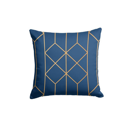 Canvas Tableau Cushion Cover in Blue & Gold, 40x40 cm, a durable decorative pillow with an elegant and artistic design, creating a sophisticated and picturesque accent for your sofa