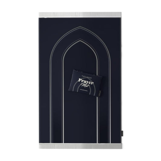 Velvet Prayer Mat in a sophisticated Dark Blue, 68x117 cm, a luxurious and soft rug with a timeless design, perfect for a comfortable and serene prayer experience anywhere you go