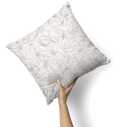 Velvet Jia Cushion Cover in Beige & White, 40x40 cm, a plush decorative pillow with a refined and tranquil pattern, offering a soft, luxurious accent for a calm and chic living space