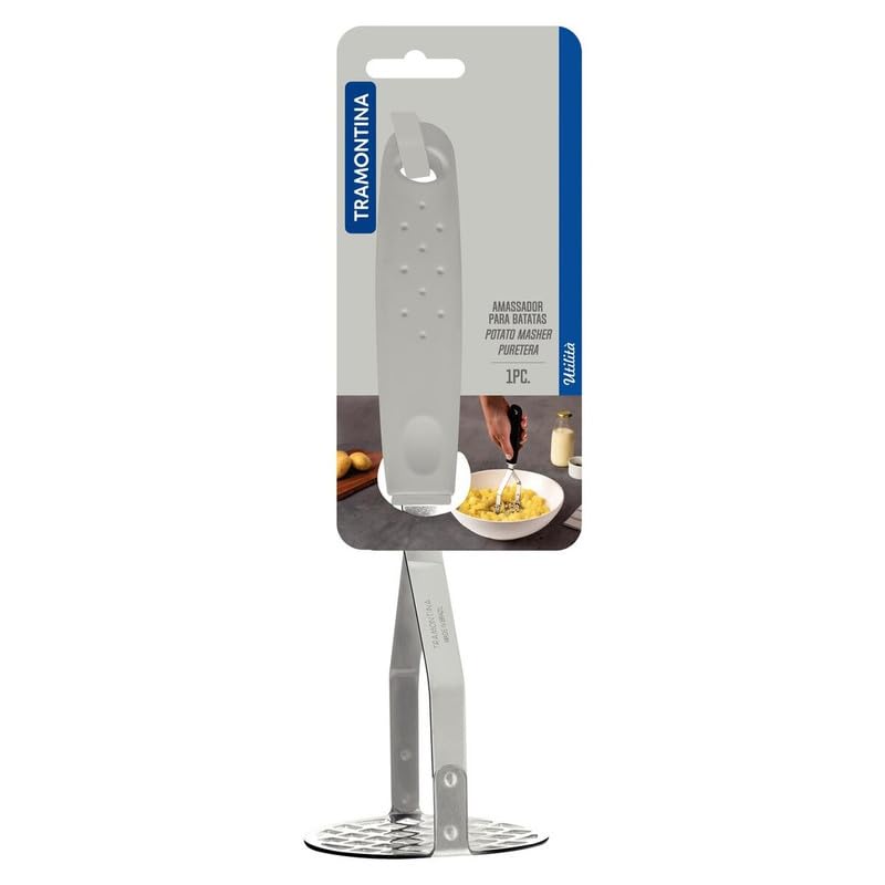 UTILITA Potato Masher with Durable Plastic Polypropylene Handle, Kitchen Utensil for Effortless Mashing of Potatoes and Vegetables, Heat-Resistant, Easy-to-Clean, Dishwasher Safe - White