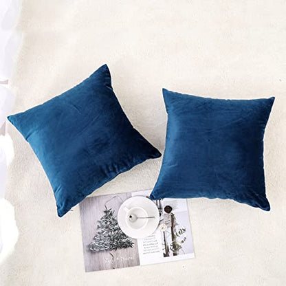 Soft Thick Velvet Throw Pillow Covers Decorative Square Cushion Cover For Couch Sofa Bedroom Living Room - set of 2 Pieces