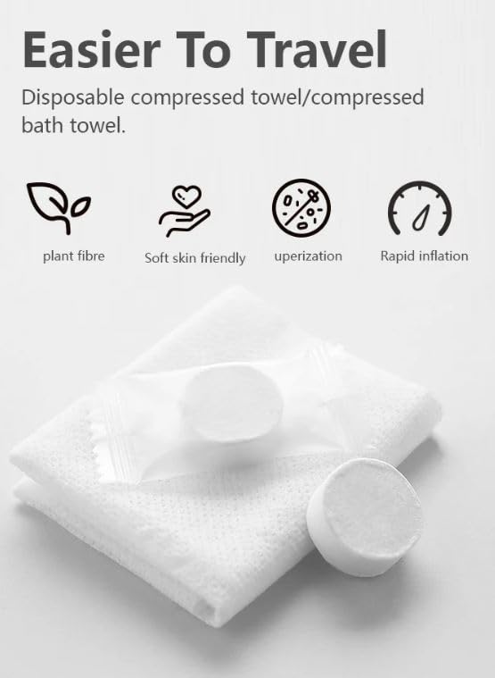 Doyelex® 20 Pieces Magic Coin Tablet Tissue, Magic Tablet Disposable Pure Cotton Towel Tissues Paper, Compressed Portable Facial Towel Water Wet Wipes For Outdoor Travel (1 Pack of 20 Pcs)