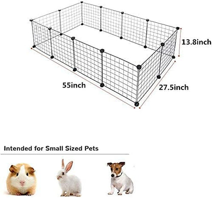 Portable Metal Pet Exercise Pen (12 Pieces, Black)