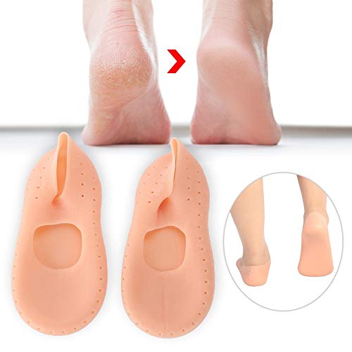 ZJchao Silicone Gel Moisturizing Socks, Foot Anti-Cracking Protector Foot Care Tool Prevention Socks Relieve Plantar Fasciitis Pain Heel Bone Spur Pain Soften Dead Skin Dry Cracked Skin (M-Skin Color)