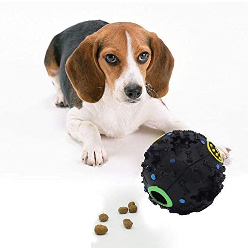 Dog cat dispenser ball pet squeaker chew toys squeaky sound leakage food ball for training - 2724458200482