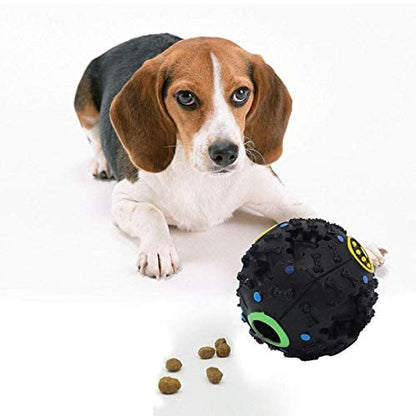 Dog cat dispenser ball pet squeaker chew toys squeaky sound leakage food ball for training - 2724458200482