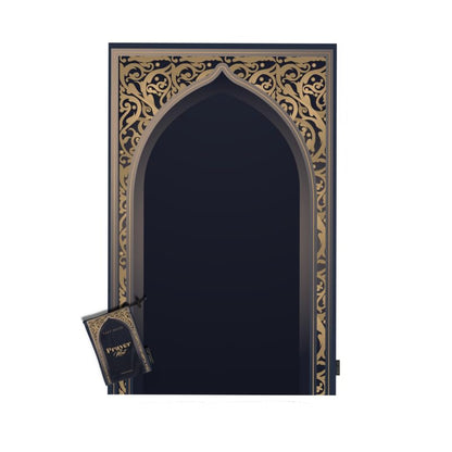Al-Hedaya Waterproof Prayer Mat, a Durable Rug in Blue & Gold from Wipeable Material, 68x117 cm, for Comfortable Prayer, a Stylish Salah Mat for Outdoor, Indoor, and Travel Use