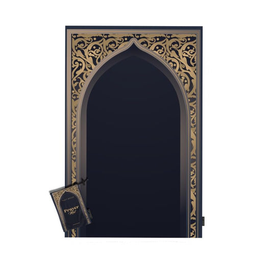Al-Hedaya Waterproof Prayer Mat, a Durable Rug in Blue & Gold from Wipeable Material, 68x117 cm, for Comfortable Prayer, a Stylish Salah Mat for Outdoor, Indoor, and Travel Use