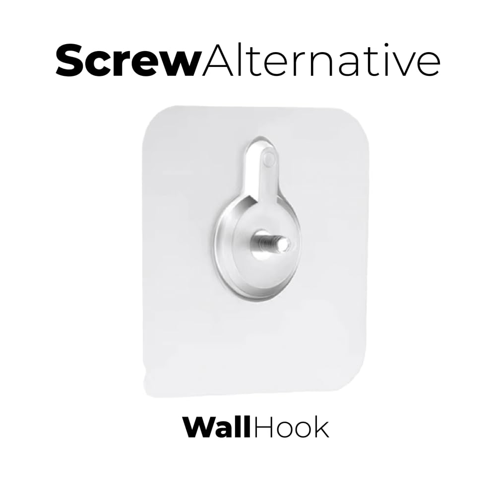 Screw Alternative Wall Hook – Self Adhesive Reusable Heavy Duty Wall Hanger for Bathroom, Kitchen, Tiled Walls – No Drilling Required – Transparent Design