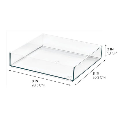 Clear Acrylic Makeup Storage Drawer, Large Square Organizer Tray for Beauty Products and Cosmetics, 20.3 x 20.3 x 5 cm